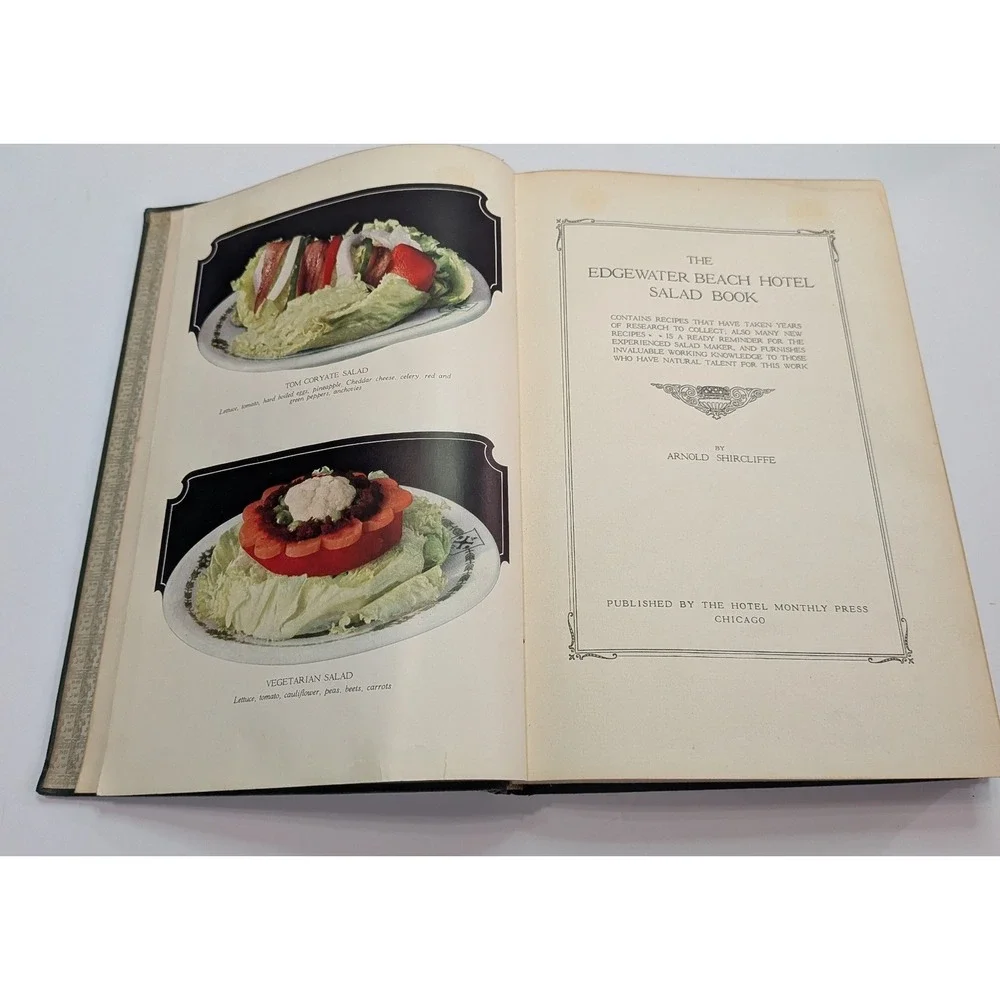 Arnold Shircliffe Edgewater Beach Hotel Salad Book Green Hardcover Vintage Good